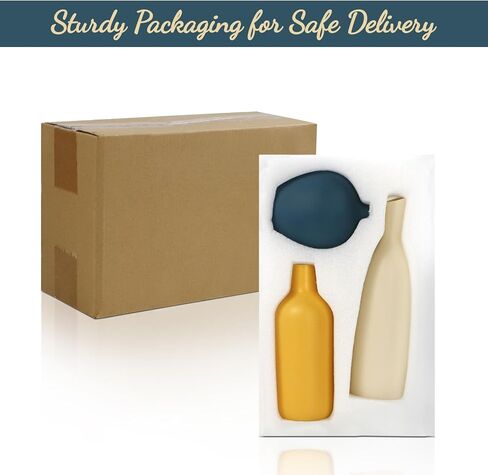 مجموعة مزهرية سيراميك من JINGIHE مكونة من 3 مزهريات صغيرة بيضاء اللون برتقالية زرقاء اللون، ديكور منزلي حديث للمزرعة لبراعم بامباس العشب في نهاية غرفة المعيشة قطع مركزية لطاولة القهوة في عيد الميلاد in Kuwait