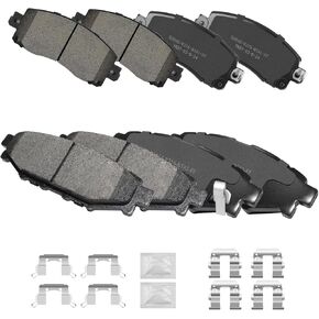Front and Rear Ceramic Brake Pads Kits with Hardware Set, Compatible with 2018 2019 2020 2021 2022 Subaru Crosstrek, 2017 2018 2019 2020 2021 2022 Subaru Impreza (D2045+D-1114) in Kuwait