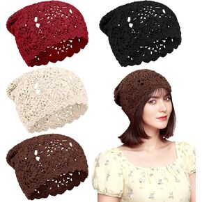4 قطع من قبعات الكروشيه المترهلة، قبعات جمجمة مجوفة منسوجة للنساء، قبعات خفيفة الوزن قابلة للتنفس متعددة الألوان in Kuwait
