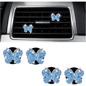 4PCS Bling Butterfly Car Vent Clips, Dazzling Crystal Rhinestone Air Conditioning Outlet Clamp Decoration, Diamond Automotive Interior Vent Clip for Women Girls, Universal Fit (Purple) in Kuwait