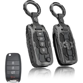 غطاء مفتاح ثقيل لكيا، ملحقات حماية حافظة مفتاح فوب تناسب كيا سول سورينتو أوبتيما سبورتاج ريو فورتي نيرو 4 أزرار قابلة للطي مفتاح ذكي (أسود) in Kuwait