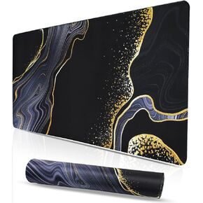 Marble Mouse Pad Large - Gaming Desk Mat Computer Keyboard Big Desk Pad, 35.4 X 15.7 Inch XXL Office Desktop Black White Gold Mouse Pads, Extended Non-Slip Rubber Base with Stitched Edge in Kuwait