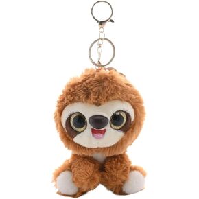 Plush Sloth Keychain - Adorable Brown Sitting Sloth with Big Eyes, Soft Furry Bag Charm and Keyring for Women, Handbag Pendant, Purse Tote Bag Ornaments in Kuwait