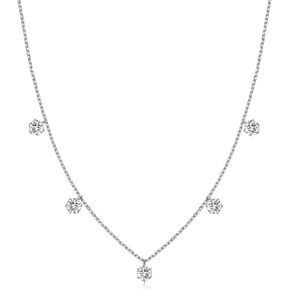 SecreTalk 2.5-5CT Tennis Moissanite Necklace for Women, 5 Stones 925 Sterling Silver D Color Ideal Cut Moissanite Necklace for Women with Certificate of Authenticity in Kuwait