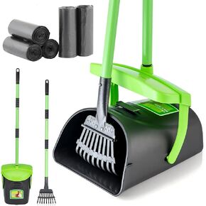 MXF Pooper Scooper Swivel Bin & Rake Kit with 20 Waste Bags, 36.6" Long Handle Adjustable Portable Non-Breakable Dog Pooper Scooper for Large Medium Small Dogs, Poop Scooper for Lawn Yard Dog Kennel in Saudi Arabia