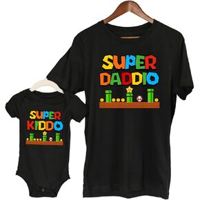 Handmade Super Dad Mom Matching T-Shirts – Super Kiddio Super Daddio Super Mommio Family Matching Game Shirts White in Kuwait