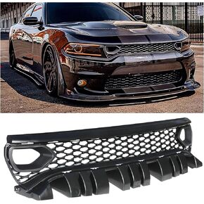 شبكة المصد الأمامي متوافقة مع 2015-2024 دودج تشارجر SRT Scat Pack شبكة أمامية علوية غير عريضة باللون الأسود in Kuwait