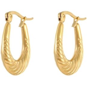 2026 Golden Earrings Business Casual Multifunctional Style，1.0 Inch Gold Stainless Steel Hoop Earrings Hypoallergenic Lightweight for Women in Saudi Arabia