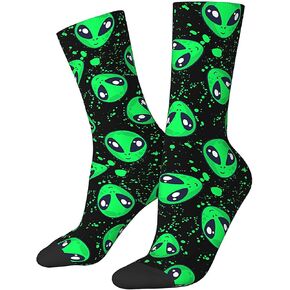Green Alien Cool Novelty Socks For Men Women, Funny Crazy Crew Socks Casual Dress Socks Gifts in Kuwait