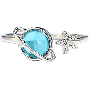 Planet Star Ring for Women Cubic Zirconia Rings Celestial Saturn Adjustable Open Wrap Finger Rings Comfort Fit Cute Dainty Birthday Christmas Jewelry Gift for Daughter Sister in Kuwait