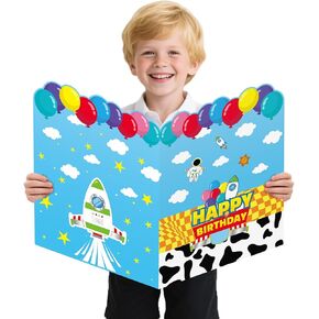 بطاقة عيد ميلاد عملاقة من كارتون ستوري، كتاب الضيوف العملاق، 13.7 × 21.6 بوصة، بطاقة عيد ميلاد كبيرة عملاقة، مناسبة لمستلزمات الحفلات ذات الطابع الخاص باللعبة، بما في ذلك المغلف (أبيض) in Kuwait