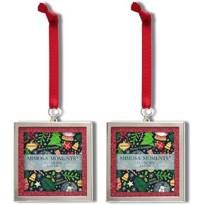 MIMOSA MOMENTS Bling Picture Frame Ornament for Wedding & Holiday, 2pcs 3x3 hanging frames (Set of 2 - Red Glitter) in Kuwait