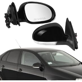Black Side Mirror Compatible with Volkswagen Jetta 2005 2006 2007 2008 2009 2010, W/Turn Signal Light/Heated/Manual Folding/Power Glass Door Mirror Replace#VW1321122 861033(7pins,Right Passenger) in Kuwait