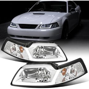 Ronnin - Fits 1999-2004 Ford Mustang Upgraded LED Running Tube Lights Headlights Replacement Assembly | Black in Saudi Arabia