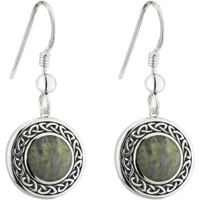 Silver Marble Round Celtic Drop Earrings in Kuwait