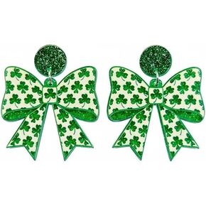 St Patrick’s Day Earrings for Women, Green Bow Shamrock Earrings, Irish Lucky Clover Dangle Earrings, St Patrick’s Day Jewelry Gifts for Women in Kuwait