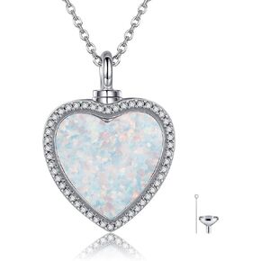 القلب Moonstone المنجد قلادة 925 الفضة الاسترليني أوبال / الصليب / بداية القمر جرة القلائد للرماد المنجد القلب الذي يحمل صور للنساء مجوهرات الهدايا التذكارية للنساء أمي in Kuwait