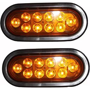 usamjtable LED AMBER 6" OBLONG Turn Signal Light Kits w Grommet Plugs For Truck Trailer PAIR in Kuwait