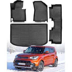 Floor Mats for Kia Soul 2014-2019: 4 PCS All Weather Cargo Liner Custom Fit for Soul (Not for Hybrid) 2014 2015 2016 2017 2018 2019, TPE Rubber Carpet Trunk Rugs Interior Protection Accessories in Kuwait