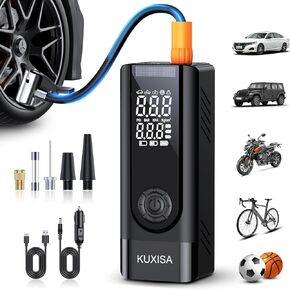 Tire Inflator Portable Air Compressor, 180PSI Air Compressor with LED Lights, 3X Faster Portable Air Pump for Car Tires, Motorcycles, Bicycles, Balls and More(Black) in Kuwait