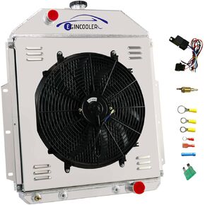 4 Row Core Aluminum Radiator for 1942-1952 Ford F1 F2 F3 F4 GM Chevy V8 with Shroud Fan and Relay in Kuwait