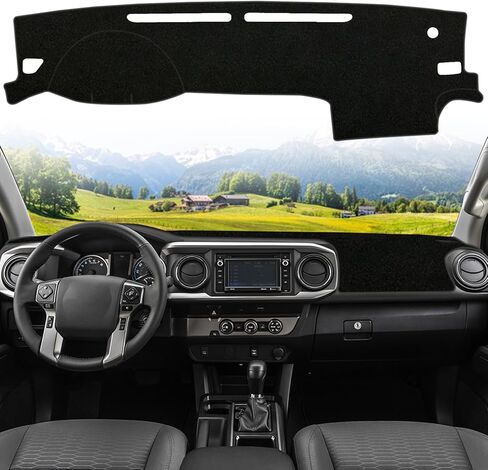 Kurtz Dashboard Cover Mat for Toyota Tacoma 2016 2017 2018 2019 2020 2021 2022 2023 2024 2025 Interior Dash Cover Mat Interior Accessories Polyester Non-Slip No Glare Sunshade(Red Edge) in Saudi Arabia