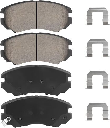 Front Ceramic Disc Brake Pads Set for Hyundai Elantra 07-10, for Sonata 04-10, for Tiburon 03-08, for Tucson 05-09, for Kia Optima Magentis 03-10, Soul 10-13, Sportage 05-10, 4PCS(With Hardware in Saudi Arabia