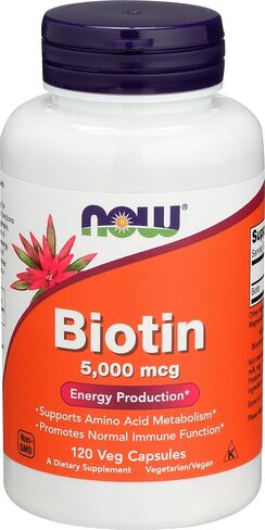 NOW Biotin 5,000 mcg - 120 VCaps (Pack of 2 Bottles) in Kuwait