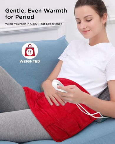 Comfytemp Weighted Heating Pad for Period Cramps & Back Pain Relief, FSA/HSA Eligible 2.2lb Menstrual Heating Pad, Christmas Birthday Gifts for Women/Mom, 12"x24" Electric Heat Pad with 9 Heat Level in Kuwait