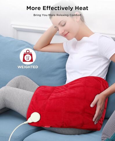Comfytemp Weighted Heating Pad for Period Cramps & Back Pain Relief, FSA/HSA Eligible 2.2lb Menstrual Heating Pad, Christmas Birthday Gifts for Women/Mom, 12"x24" Electric Heat Pad with 9 Heat Level in Kuwait