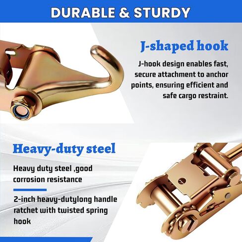 4 قطع من أشرطة ربط السقاطة مع خطافات إصبع على شكل حرف J، للسرير المسطح، ونقل المركبات، وتأمين الحمل الثقيل in Kuwait