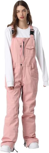 SEARIPE سروال تزلج نسائي مقاوم للماء مرايل تزلج معزولة للنساء مرايل ثلجية قابلة للتعديل سروال Ripstop على الجليد (L-وردي، L) in Kuwait
