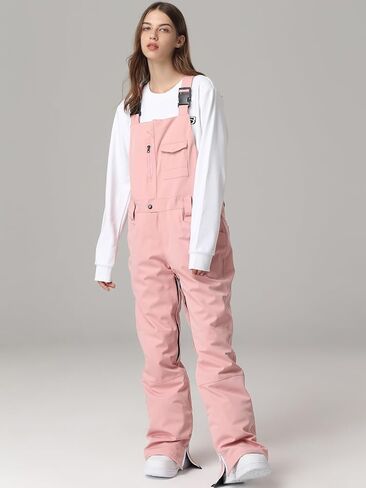 SEARIPE سروال تزلج نسائي مقاوم للماء مرايل تزلج معزولة للنساء مرايل ثلجية قابلة للتعديل سروال Ripstop على الجليد (L-وردي، L) in Kuwait