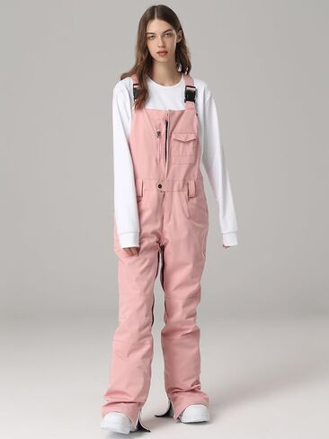 SEARIPE سروال تزلج نسائي مقاوم للماء مرايل تزلج معزولة للنساء مرايل ثلجية قابلة للتعديل سروال Ripstop على الجليد (L-وردي، L) in Kuwait