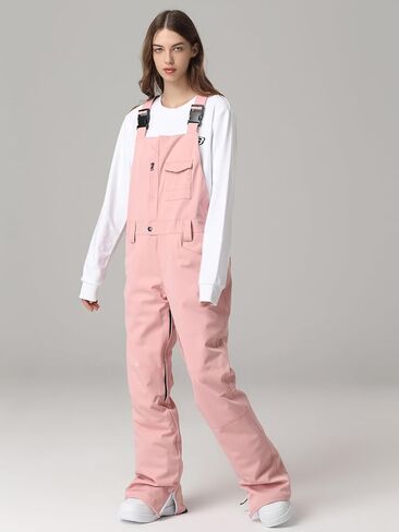 SEARIPE سروال تزلج نسائي مقاوم للماء مرايل تزلج معزولة للنساء مرايل ثلجية قابلة للتعديل سروال Ripstop على الجليد (L-وردي، L) in Kuwait