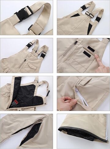 SEARIPE سروال تزلج نسائي مقاوم للماء مرايل تزلج معزولة للنساء مرايل ثلجية قابلة للتعديل سروال Ripstop على الجليد (L-وردي، L) in Kuwait