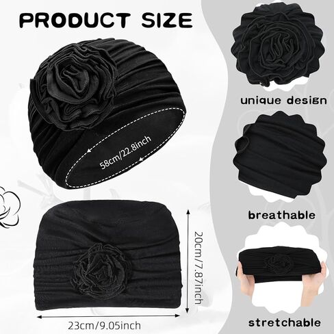 XEPST Chemo Headwear for Women, Turbans Beanies Flowers Hats, Cancer Headwear for Women Chemo Head Scarf for Women's Hair, 2 Pcs in Saudi Arabia
