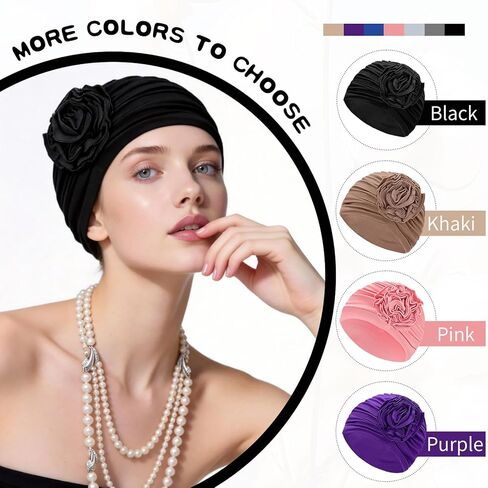 XEPST Chemo Headwear for Women, Turbans Beanies Flowers Hats, Cancer Headwear for Women Chemo Head Scarf for Women's Hair, 2 Pcs in Saudi Arabia