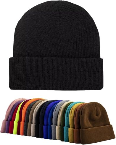 Unisex Beanie Winter Knitted Skull Cap Cuffed Soft Warm Hat for Men/Women Slouchy Ski Watch Cap in Saudi Arabia