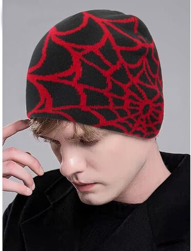Knitted Beanie Hat Spider Web Skull Cap for Women Men in Saudi Arabia