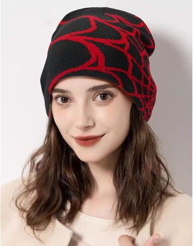Knitted Beanie Hat Spider Web Skull Cap for Women Men in Saudi Arabia