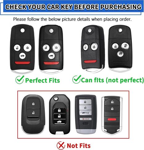 TOMALL 2 حزمة لغطاء مفتاح Acura Key Fob مع سلسلة مفاتيح، 4 أزرار حافظة مفاتيح من مطاط السيليكون متوافقة مع Acura MDX/RDX 2007 2008 2009 2010 2011 2012 2013 غطاء مفتاح سيارة قابل للطي in Saudi Arabia