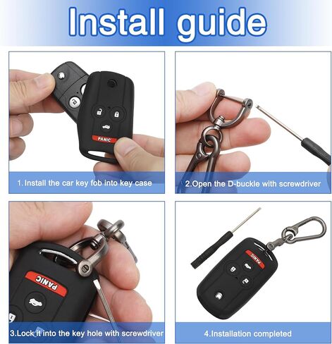 TOMALL 2 حزمة لغطاء مفتاح Acura Key Fob مع سلسلة مفاتيح، 4 أزرار حافظة مفاتيح من مطاط السيليكون متوافقة مع Acura MDX/RDX 2007 2008 2009 2010 2011 2012 2013 غطاء مفتاح سيارة قابل للطي in Saudi Arabia