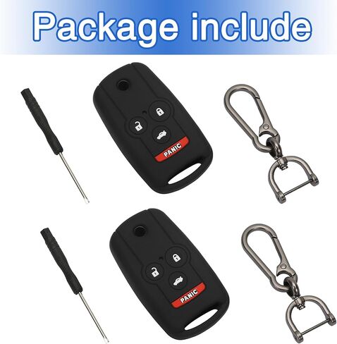 TOMALL 2 حزمة لغطاء مفتاح Acura Key Fob مع سلسلة مفاتيح، 4 أزرار حافظة مفاتيح من مطاط السيليكون متوافقة مع Acura MDX/RDX 2007 2008 2009 2010 2011 2012 2013 غطاء مفتاح سيارة قابل للطي in Saudi Arabia
