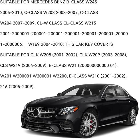for Mercedes Key Fob Back Cover, Key Case Rear Cover Replacement for Mercedes Benz B-Class C-Class E-Class W204 3 Buttons Keys Fob Covers, Car Keys Battery Rear Shell Accessories in Kuwait
