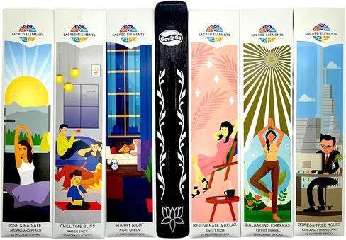 Hem Incense Sticks Variety Pack #1-120 Insence-Sticks (6 Incents x 20 Insense) + Incense Stick Holder Bundle with 6 Top Scents Including Lavender Patchouli Dragons Blood White Sage in Saudi Arabia
