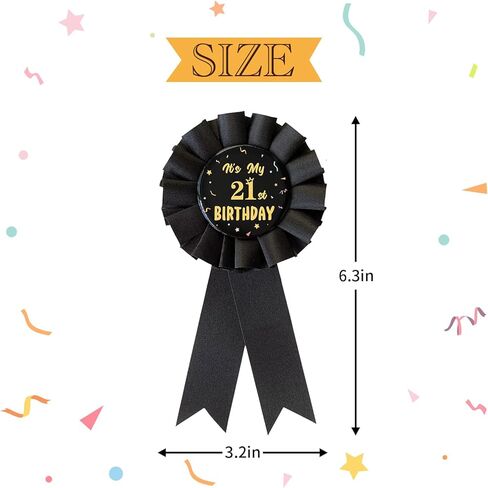 It's My 21st Birthday Pin,21 Years Old Birthday Button Pin Black Ribbon Badge for Men and Women Party Decorations HM21 in Saudi Arabia