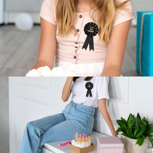 It's My 21st Birthday Pin,21 Years Old Birthday Button Pin Black Ribbon Badge for Men and Women Party Decorations HM21 in Saudi Arabia