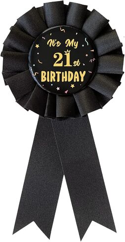 It's My 21st Birthday Pin,21 Years Old Birthday Button Pin Black Ribbon Badge for Men and Women Party Decorations HM21 in Saudi Arabia