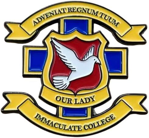 Derry Girls Our Lady Immaculate College Uniform Symbol Emblem Logo Adveniat Regnum Tuum Thy Kingdom Come Ireland British Irish Catholic Comedy TV Show 1.6" Enamel Pin Badge in Saudi Arabia
